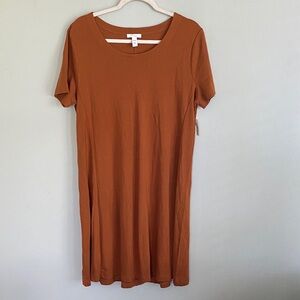 Daily Ritual Women's Rust Short Sleeve Midi Dress Size XL NWT